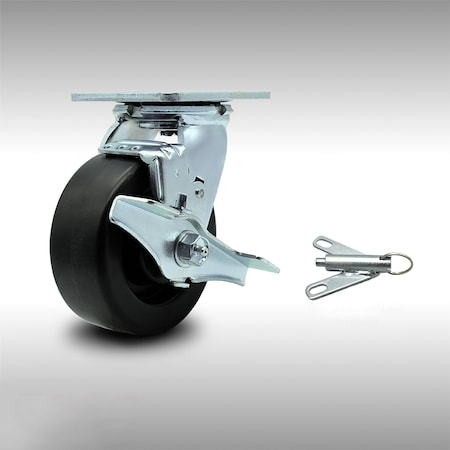 Service Caster 5 Inch SS Polyolefin Caster with Roller Bearing and Brake/Swivel Lock SCC SCC-SS30S520-POR-TLB-BSL